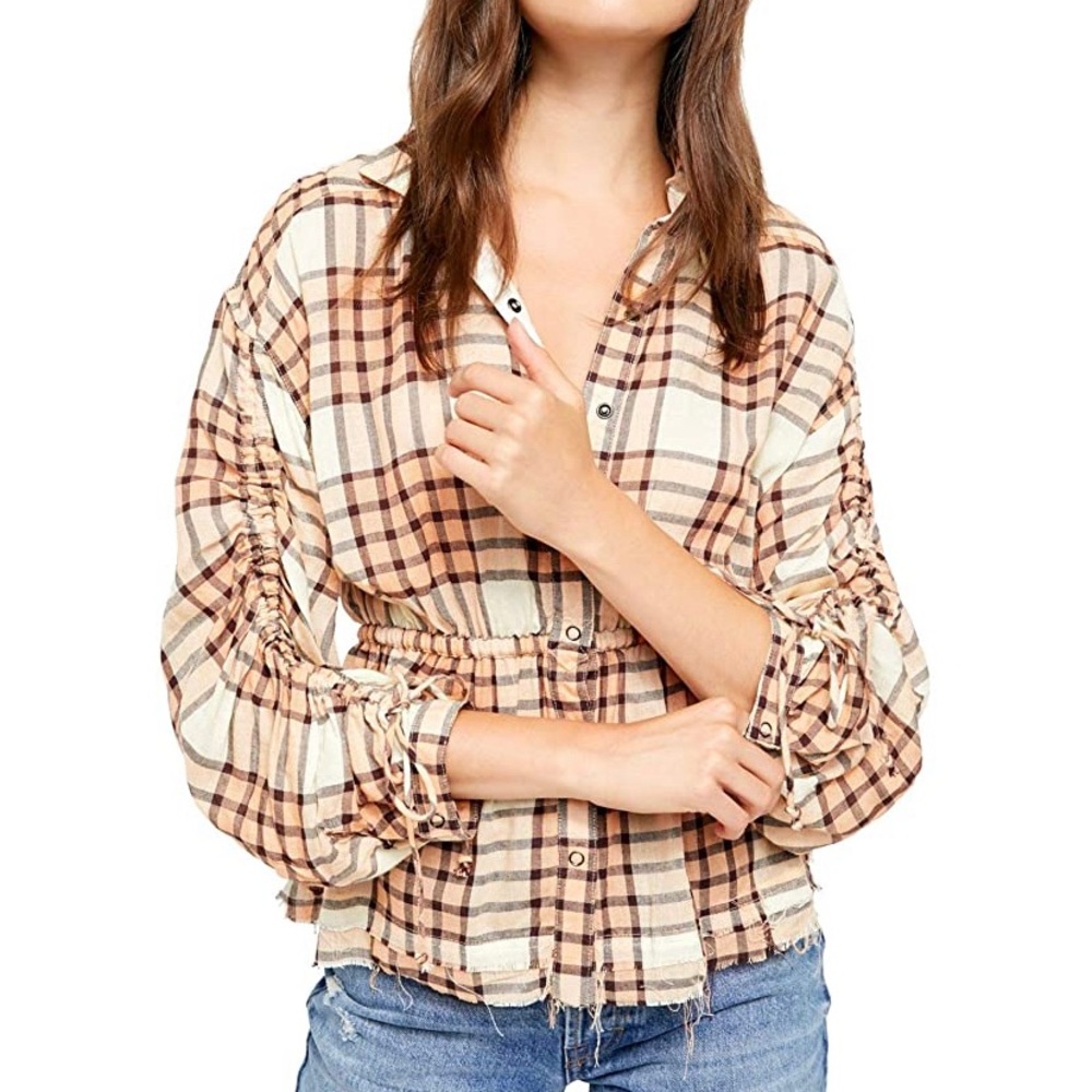 🌿 NWT Free People “Pacific Dawn” Plaid Tunic